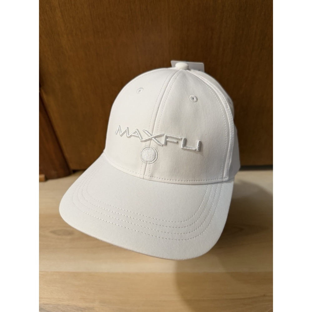 Maxfli Tour Men's Tech Cap White 3D Logo Golf Hat Strap Back OSFM NWT NEW